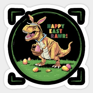 Happy Eastrawr T Rex Easter Bunny Dinosaur Eggs Boys Kids Sticker